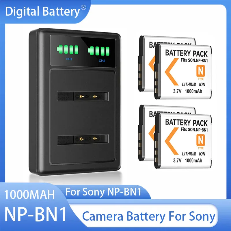 Chargeur De Batterie 2 Canaux Avec Écran LCD - Compatible Sony NP-BN1 Et Appareils Photo Cyber-shot