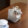 Chinese Style Teacup Drawstring Cloth Pouch Print Portable Small Item Pouch Multifunctional Breakage-proof Teaware Storage Bag 3