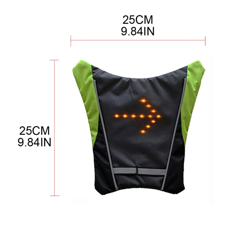LED Turn Vest Reflective Remote Control Turning Lights Waterproof USB