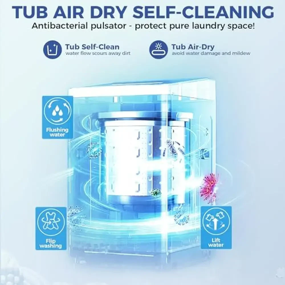 Portable Full-Automatic Washer Dryer Combo 17.8Lbs Capacity 2.4Cu.ft LED Control Panel Multifunctional Laundry Appliance Easy