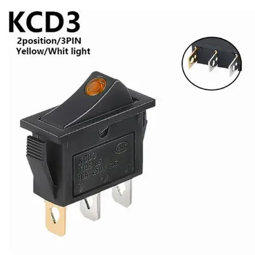 1PCS KCD3 Rocker Switch ON-OFF ON-OFF-ON 2 Position 3Pins Electrical equipment With Light Power Switch 16A 250V / 20A 125V AC - Image 17