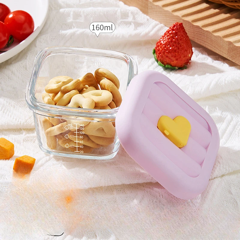 Auxiliary Food Box Sealed Storage Box Glass Preservation Box Freezer Baby Auxiliary Food Bowl Can Be Steamed and Cooked