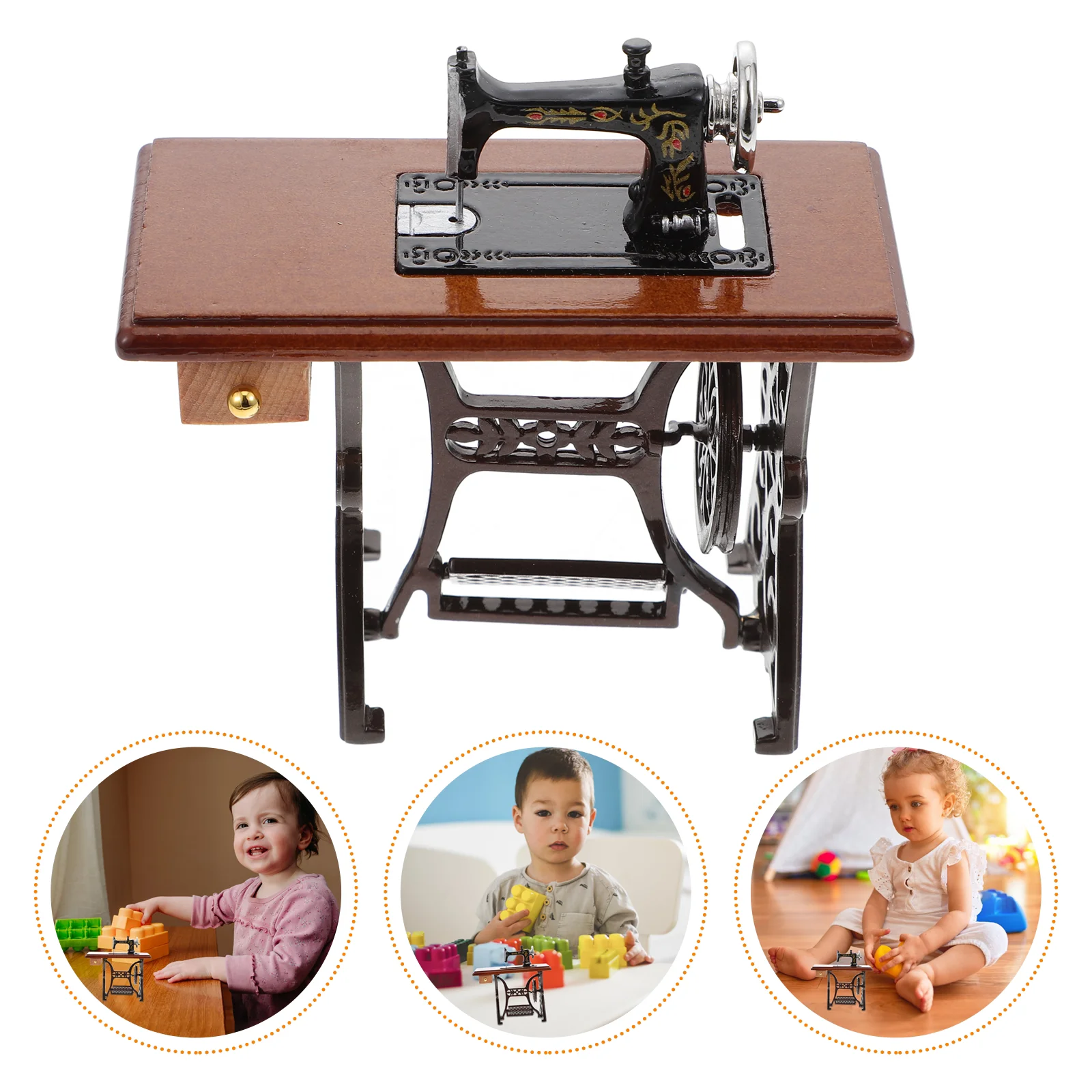 

Sewing Machine Dollhouse Miniature Mini Furniture Toy Vintage Tailor Accessories House Scale Decor Model Accessory Kids