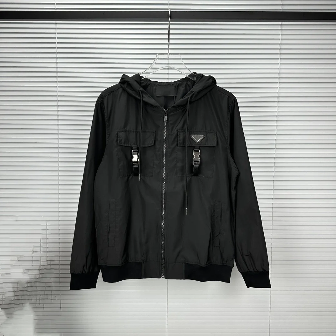 

2023 Autumn New Nylon Hooded Long Sleeve Jacket for Men and Women Fashion Loose Simple White Black High Quality