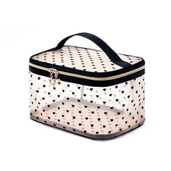 1PCS 5PCS Love Makeup Bags Mesh Cosmetic Bag Portable Travel Zipper Pouches For Home Office Accessories Cosmet Bag New