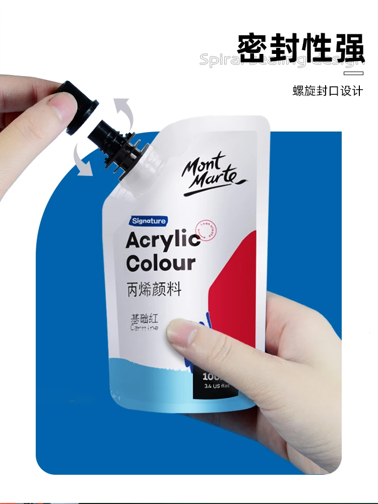 1 Bag Mont Marte Macaron Acrylic Paints 100ml Pastel Color Rich Pigments, Non-Fading, Non-Toxic For Adults Artists Students Art 4