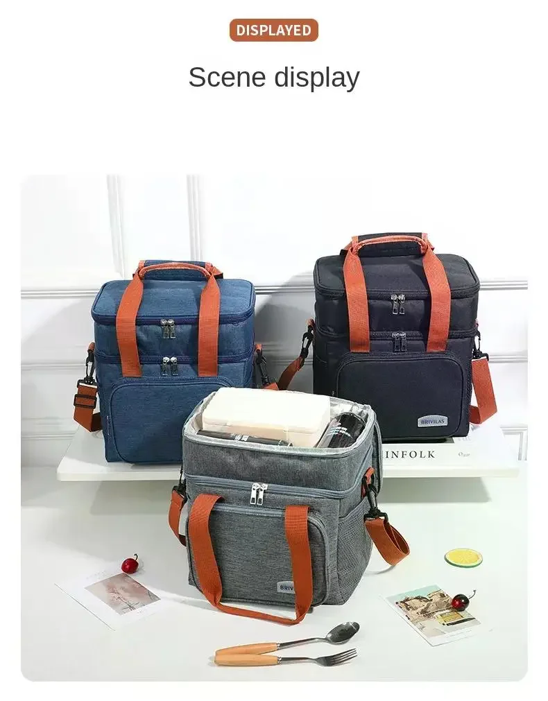 Große Isolierte Lunch-Tasche, Tragbare Outdoor-Kühltasche, Wasserdichte und Langlebige Büro- und Picknicktasche – Detail 4