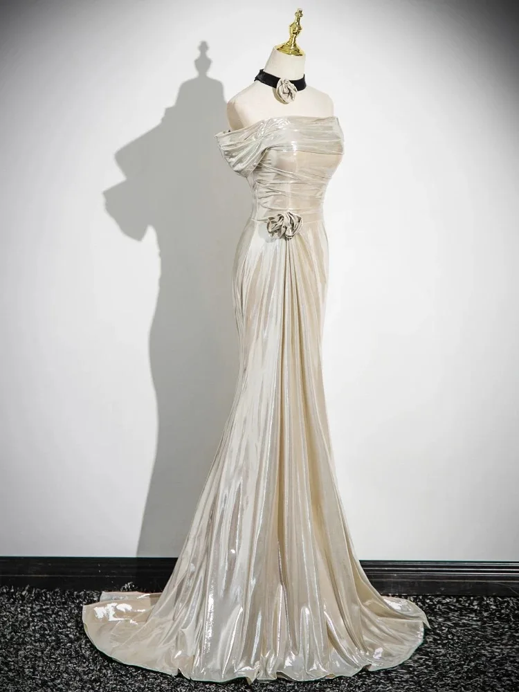 Elegance Ivory Evening Dress Extravagant Off The Shoulder Sleeveless Strapless Mermaid Tail Special Occasion Celebrity Prom Gown