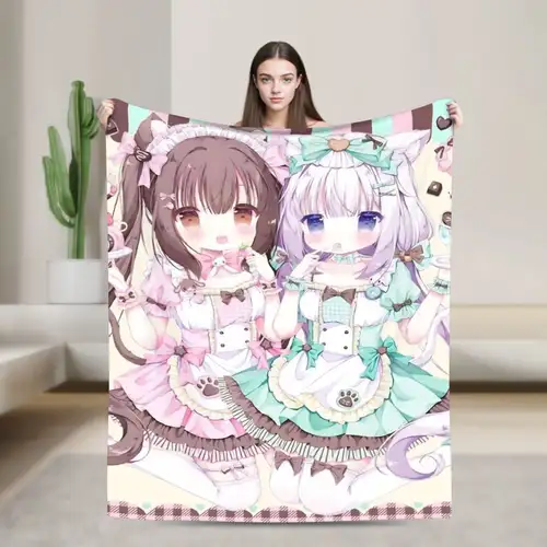 Shigure Minaduki and Fraise Nekopara Anime Blanket  Flannel Funny Soft Throw Blankets for Bed Sofa Autumn/Winter - Image 8