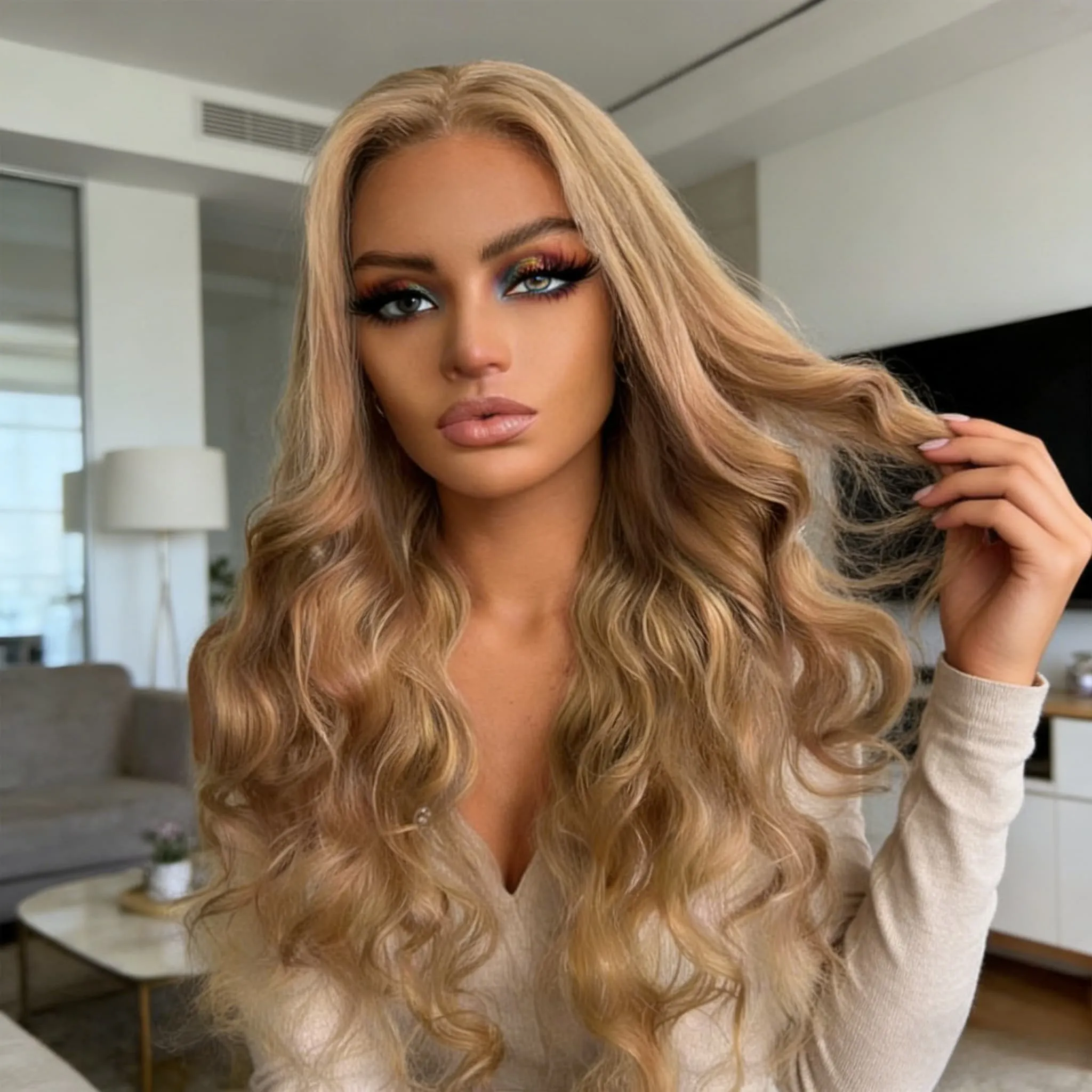 200 Density Honey Blonde Lace Front Wig Human Hair Body Wave Human Hair Wig 13x4 HD Lace Front Wig Lace Front Wig 4