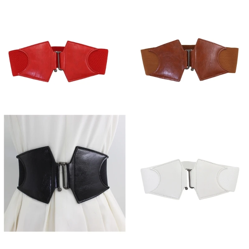 

Fashion Wide Waist Shaping Belt PU Corset Winter Clothing Underbust Belt Elastic Waistband Coat Girdle Belt Down Belt