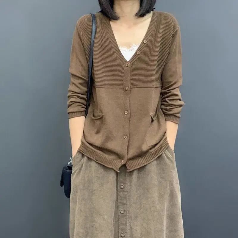 

Spring Autumn New Knitted Cardigan Women Loose Small Outside Long-sleeved Blouse Thin Style Ladies Sweater Coat