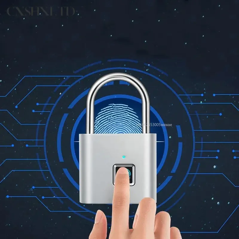 TUYA APP Smart Bluetooth 10 Fingerprint Door Lock Padlock Quick Unlock Zinc Alloy USB Rechargeable Locker Door Lock Black Silver