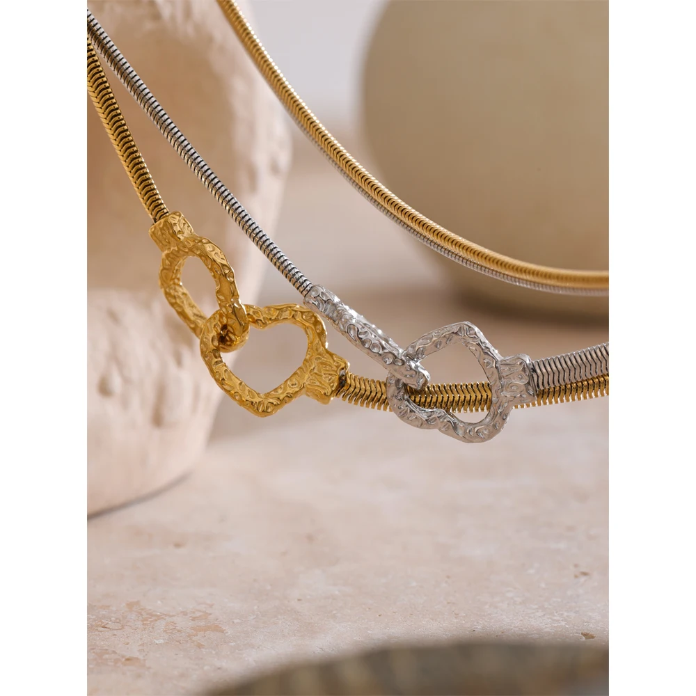 Yhpup Stainless Steel Heart Pendant Necklace for Women