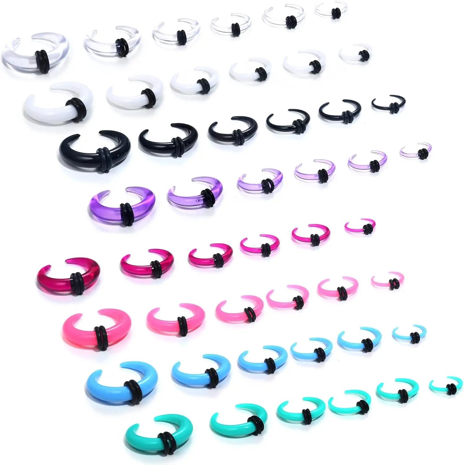 Acrylic Septum Stretching Kit 4G-14G Septum Ring Gauge Kit for Piercing Nose Ear