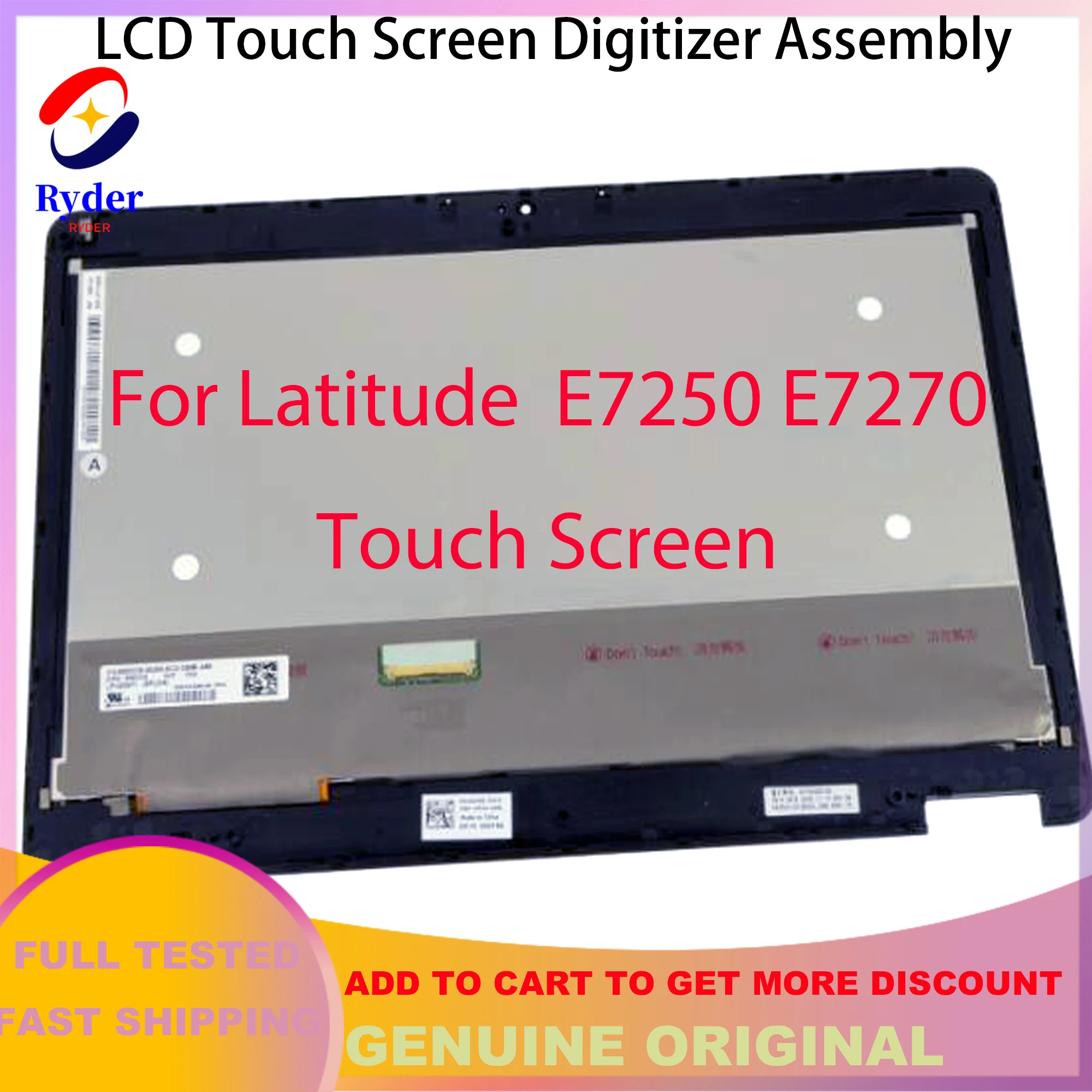 Lcd Touch Screen Digitador Substituição Conjunto Dell Latitude E7270 E7250 E7240 P22s P26s P26s001 1920×1080 Fhd Xdt86 125 em