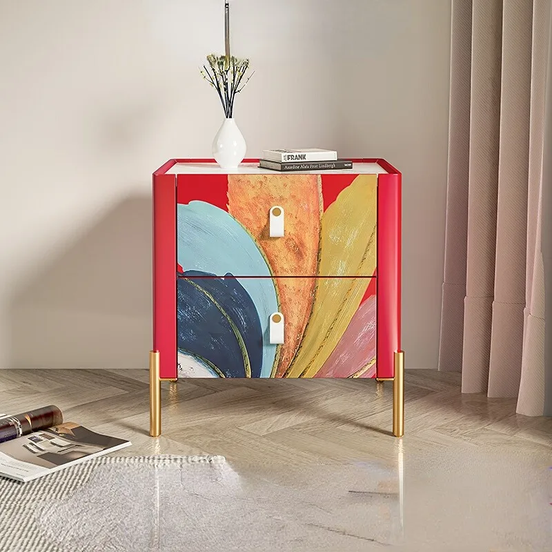 

Original design bedside table bedroom creative hand-painted small cabinet bedside locker furniture bedroom שידת לילה מגירות