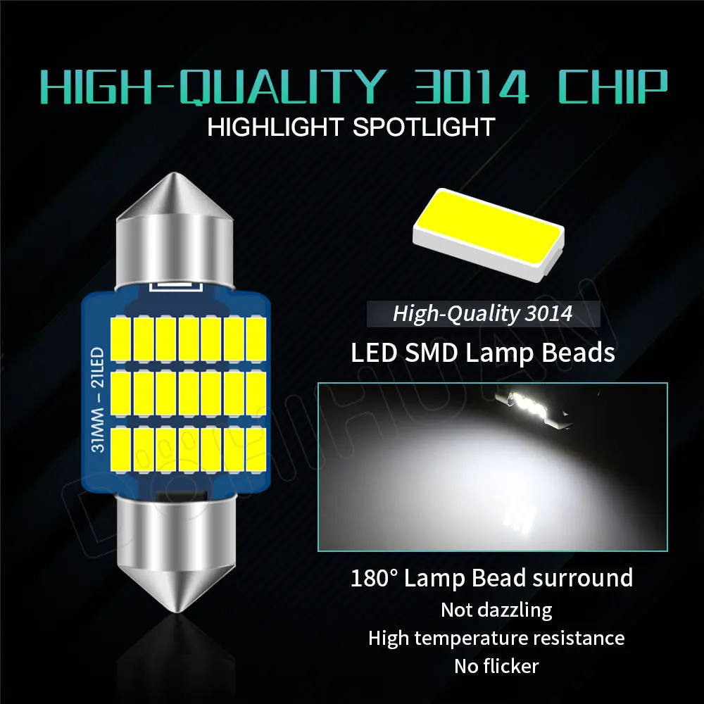 DOHIHUAN 2PCS C5W Led C10W Bulb T10 Festoon 31 mm 36mm 39mm 41mm 28mm 31mm W5W BA9S Signal Lamp 12V Red Blue Car Interior Light