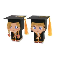 

10pcs Bachelor Hat Cap Bag Candy Box Graduation Sweet Favor Gifts Boxes Paper Craft Packaging Bags Celebration Party Decoration