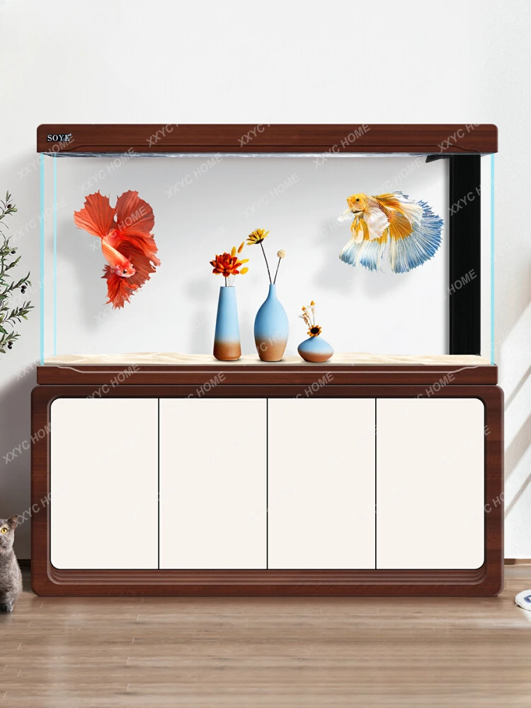 

Living Room Large Super White Aquarium Ecological Partition Screens Smart Bottom Filter Home