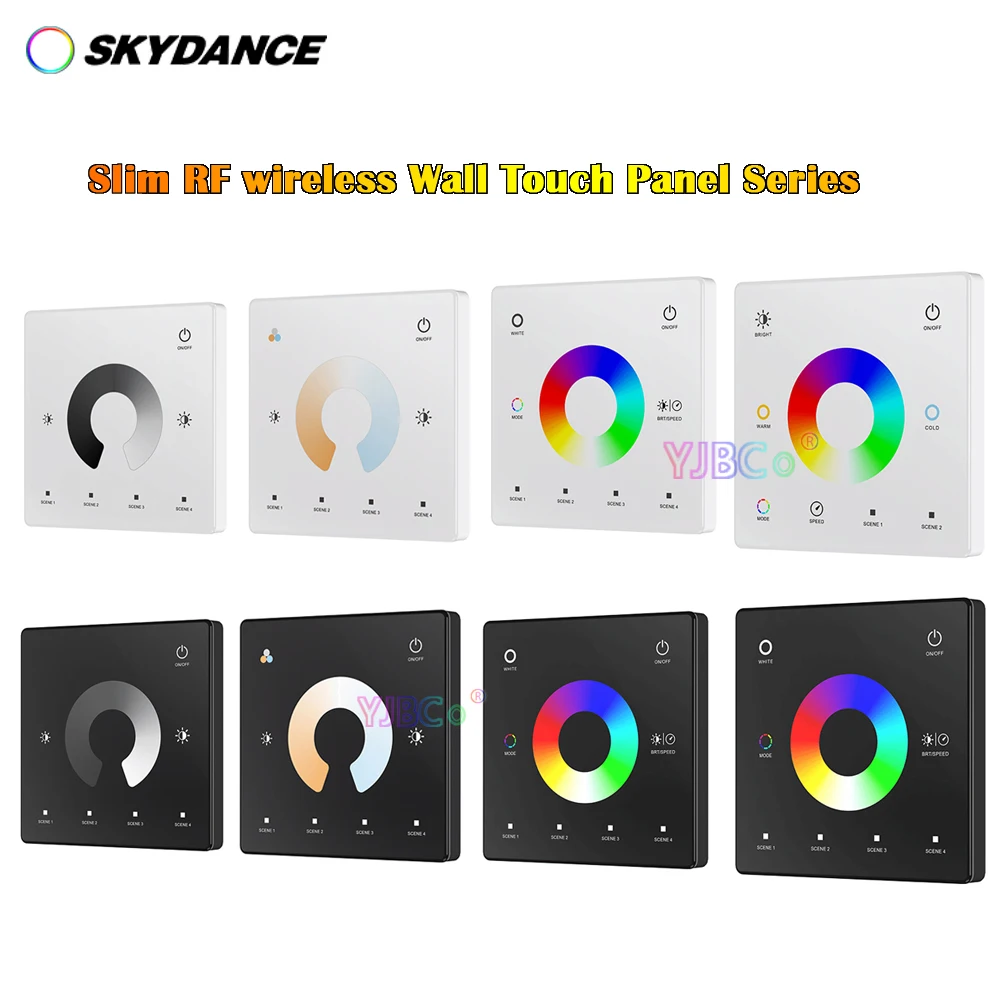 Wall Mounted Touch Panel Single Color/CCT/RGB RGBW/RGBCCT LED Strip tape controller 2.4G RF Remote dimming Dimmer Switch 3VDC wall mounted 86 type rgb touch panel glass single color rgbw rgbcct led strip controller cct remote 3vdc 4 zone dimmer switch