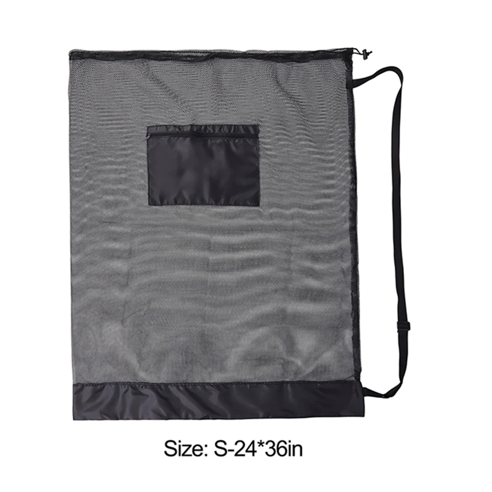Sports Storage Ball Bag Outdoor 60*90cm/24*36in 76*102cm/30*40in Black L-180g/S-135g Mesh Cloth For Basketball