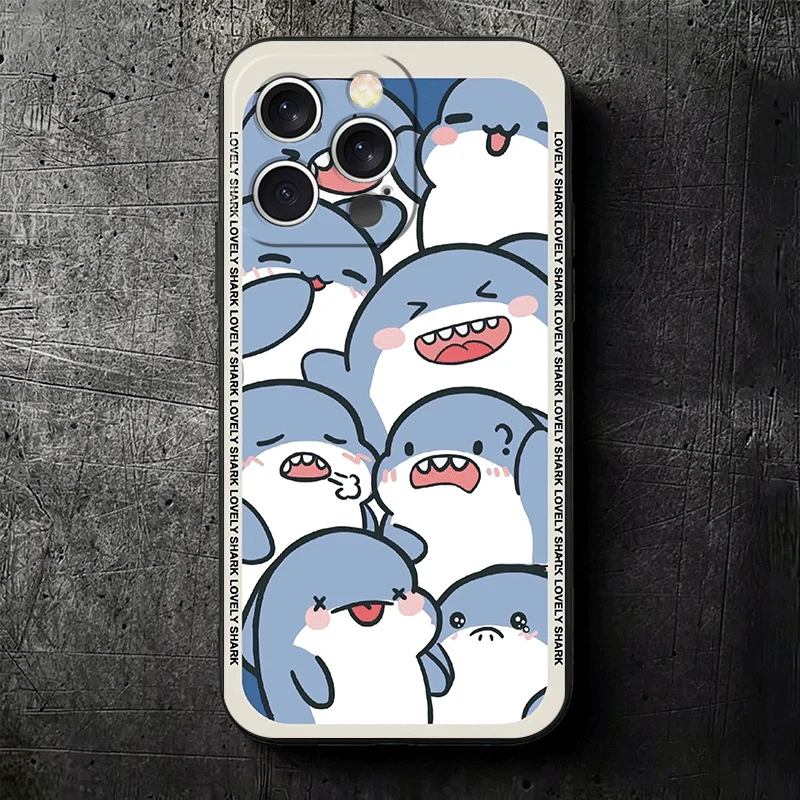 Cartoon Cute Shark Soft Black Phone Case Back Cover