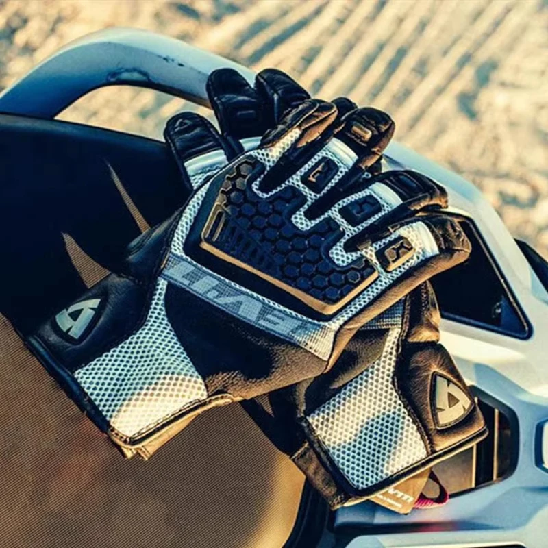 New REVIT Desert 3 PRO motorcycle riding gloves made of genuine leather, breathable, touch screen, and anti fall gloves 4