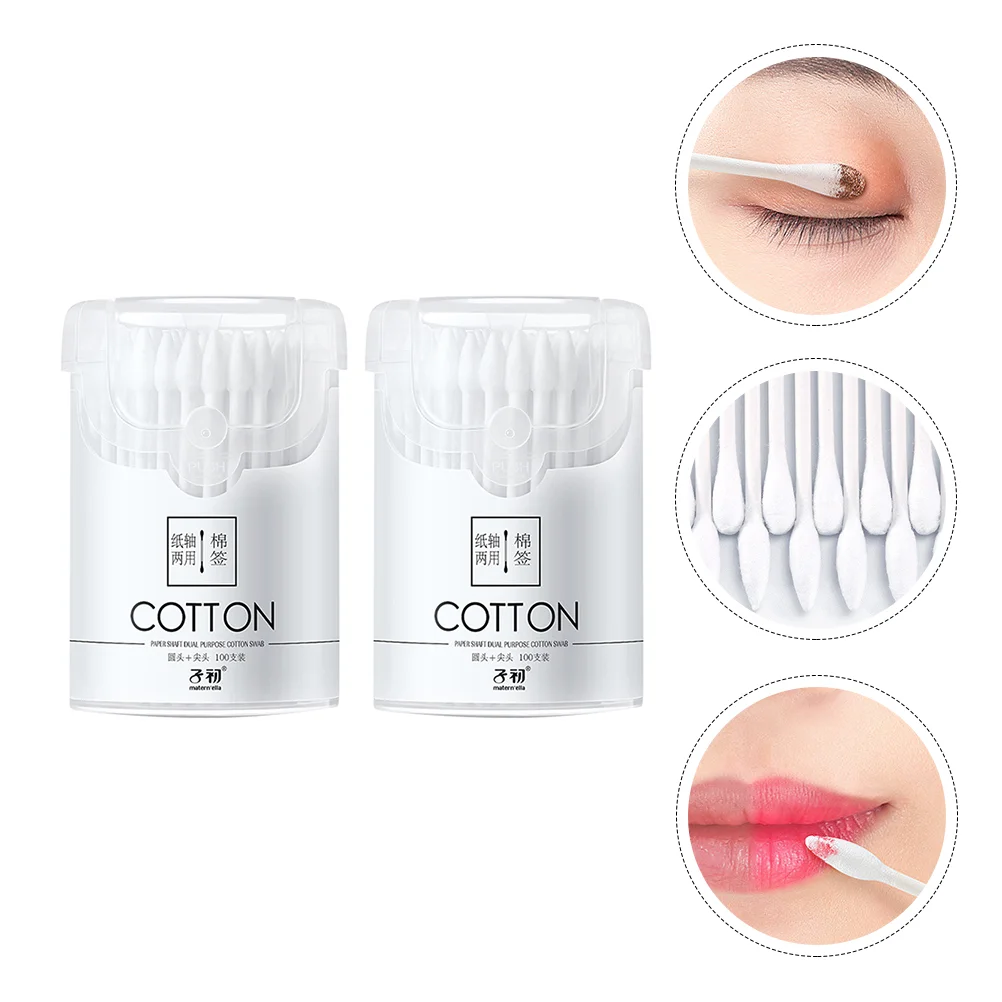 

2 Boxes Cotton Swabs Swaps for Home Baby Round Head Makeup Tool Safety Buds White Beauty Accessories