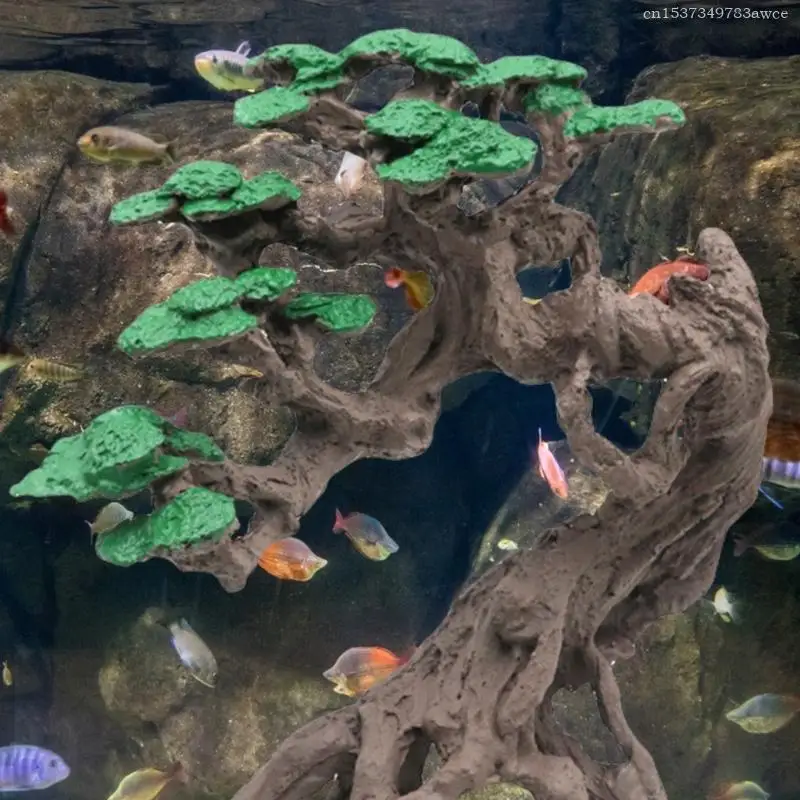 Aquariums Resin Deadwood Fishtanks Ornament Shrimp Hideouts House Landscape Tree Fishtanks Underwater Safe Decors F0T6