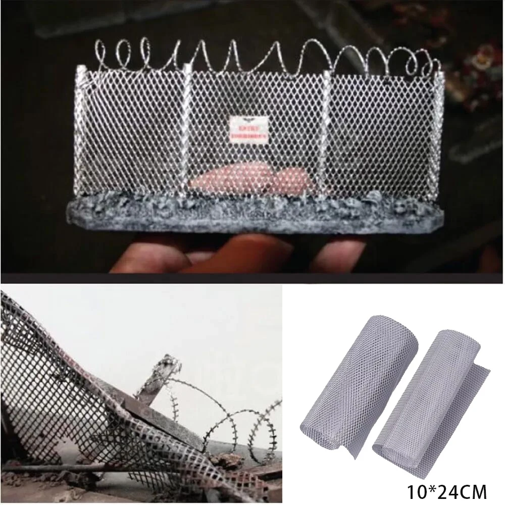 10X24CM Miniature Metal Mesh DIY Model Making Kits HO Railway Train Barbed Wire Fence Tank Model Filter Mesh For Diorama 1PC