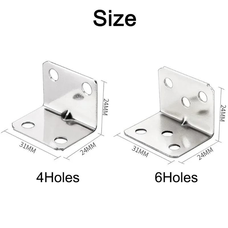 Angle Bracket 50/10PCS Universal Stainless Steel 90 Degree Right Angle Fixed Wood Furniture Bedframe Cabinet Accessorie