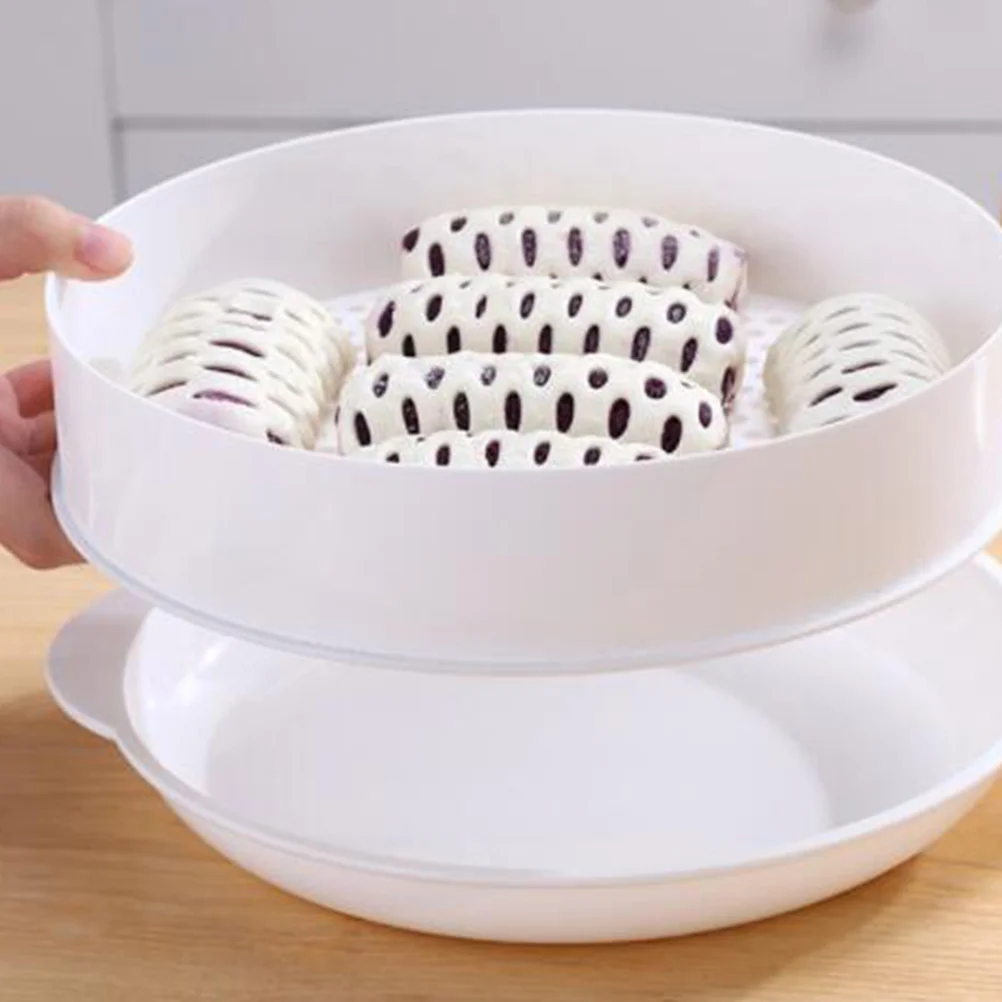 Steamer Basket Dim Sum Steamed Rack Microwave Oven Kitchen Steamer Heats Up With Cover For Food Fish (Single Layer)