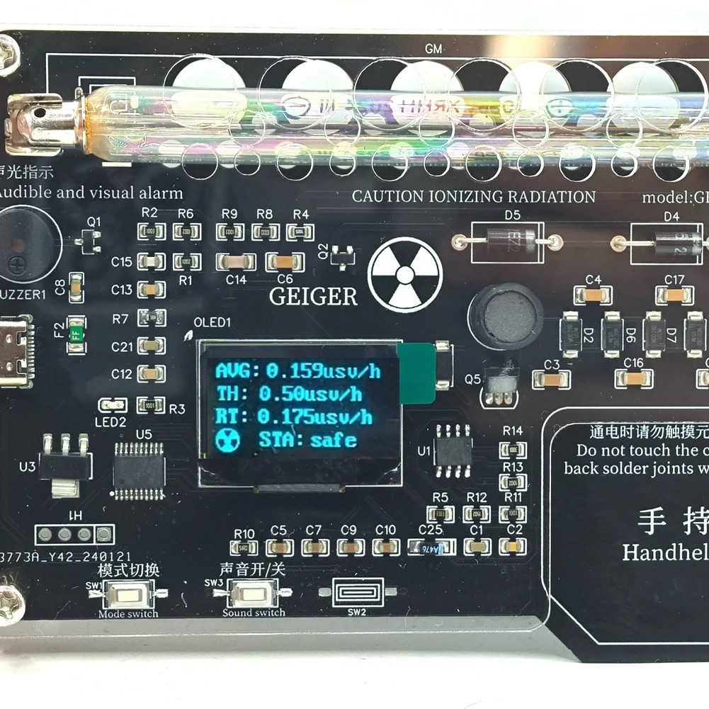 Geiger Counter Kit Module with Sound Light Alarm Geiger Counter Assembled Module DIY Circuit Board Parts geiger counter