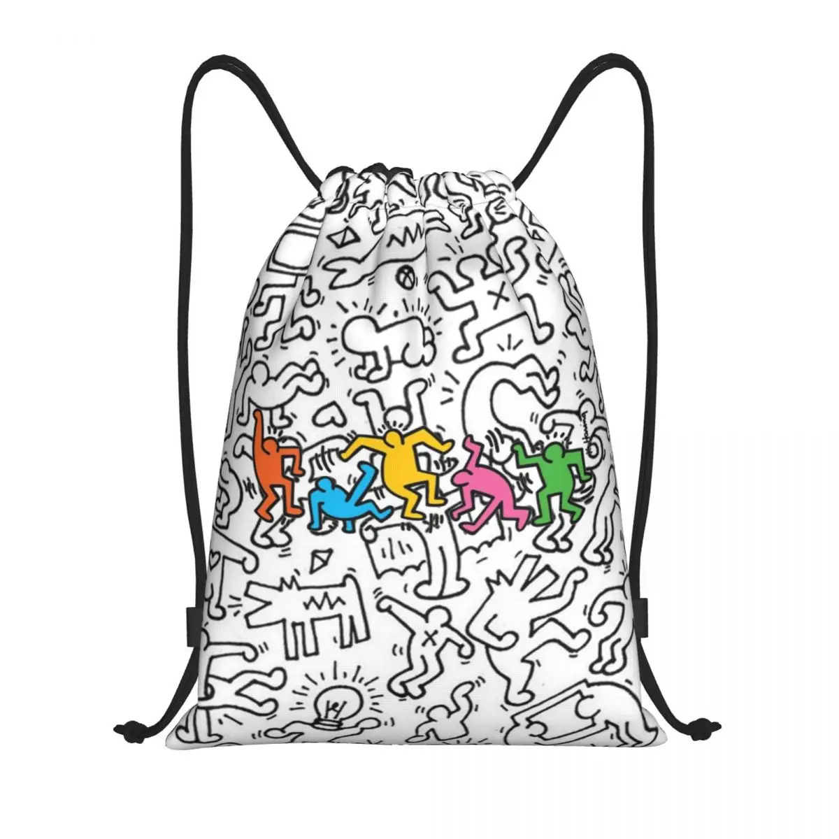 

Очень многослойная Сумка на шнурке Haring Graffiti Rap Pop Art для мужчин и женщин, легкий эстетичный спортивный рюкзак для хранения в тренажерном зале