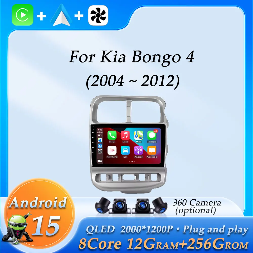 Reproductor Multimedia de Audio y vídeo para Radio de coche, para Kia Bongo 4 2004 - 2012, inalámbrico, CarPlay, DSP, estéreo, pantalla dividida, navegación GPS BT 1