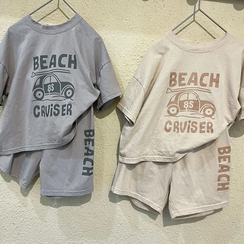 

Детский хлопковый костюм с буквенным принтом, на возраст 1-8 лет