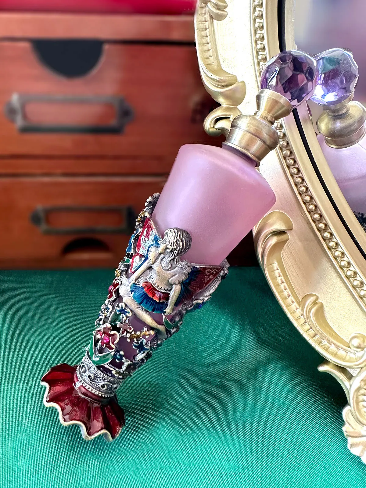Glass Perfume Bottles Empty Vintage Bejeweled Angel