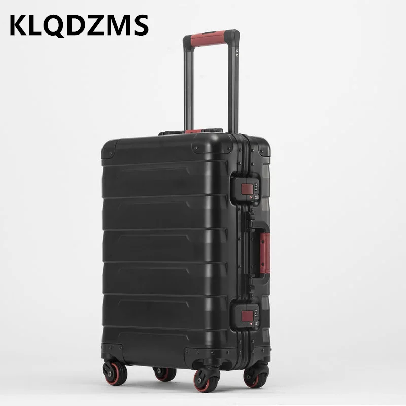 KLQDZMS 100% 24 Inch Aluminum Magnesium Alloy Suitcase New Fine-tuning Trolley Luggage Multifunctional 20 Inch Cabin Trolley Bag