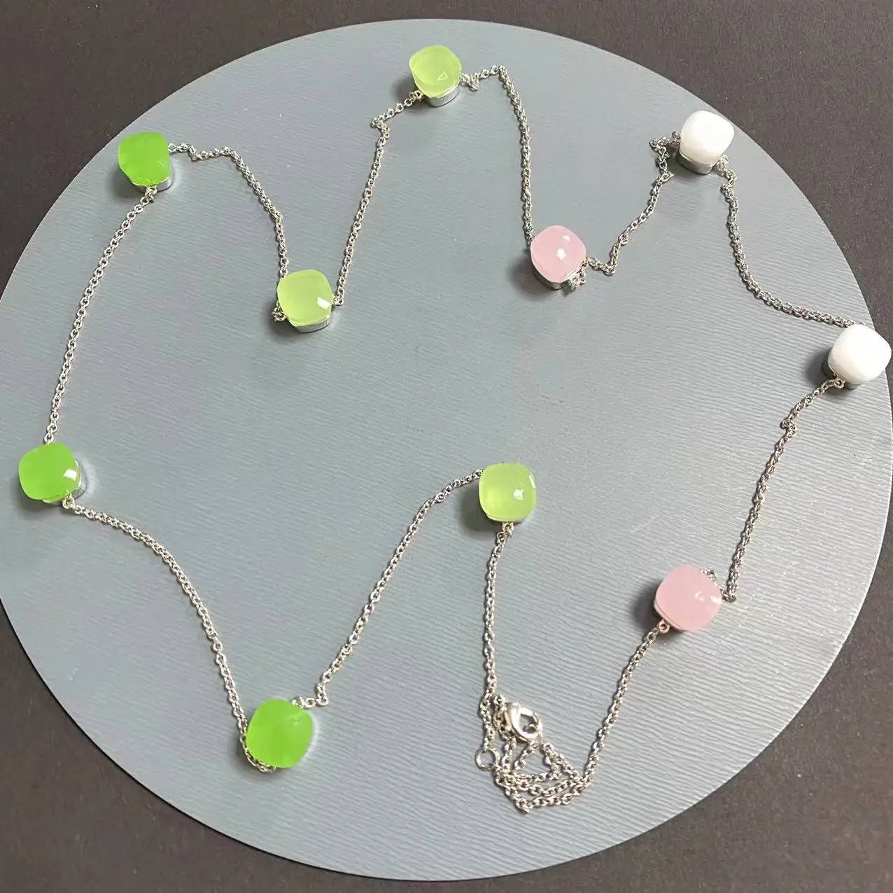 KAISQJEW 90cm ClassicCandy Square Sweater Chain For Women Mix Colors Crystal Long Sweater Chain Boho Style Crystal Necklace