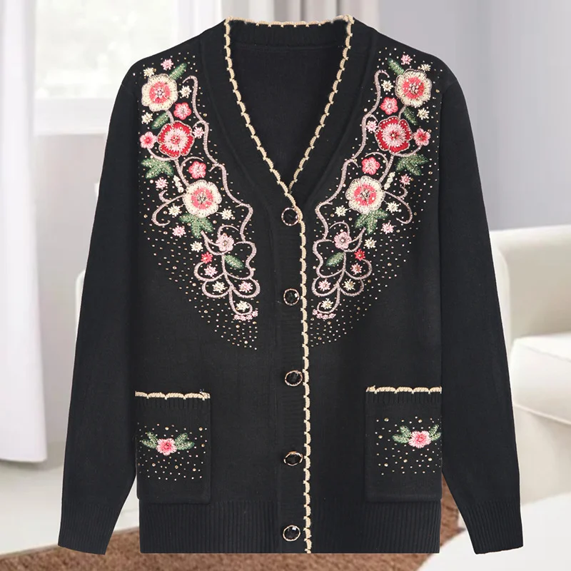 2025 Autumn Middle-aged And elderly Women's Sweater Cardigan - Main Image