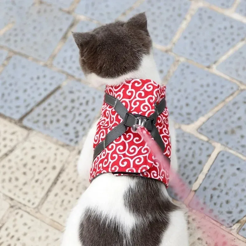 Cat Vest Harness and Leash Set Escape Proof Cat Japanese Style Harness for Outdoor Walking Pet Accessories Japanese Cat Collar