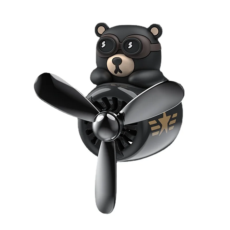 

Car Air Freshener Bear Pilot Vent Perfume Diffuser Rotating Propeller Air Outlet Fragrance Cute Cartoon Decor Auto Accessories