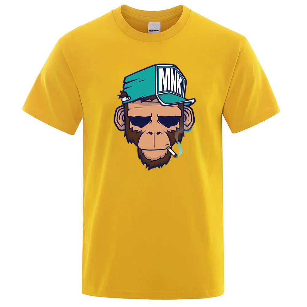 thumbnail image 1 of Camisetas de algodón con dibujos de monos fumadores, camisetas de manga corta con personalidad para hombre, camisetas holgadas de gran tamaño, ropa suave y transpirable, 1 of 5