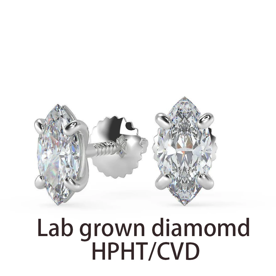 

1.0Ct Fancy Marquise Lab Grown CVD HPHT Diamond EF VS Stud Martini Daily Wear Earrings 14k White Gold IGI GEMID Certificate