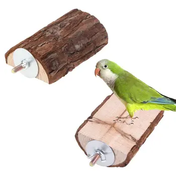 Pet Parrot Natural Wooden Bird Cage Perches Stand Platform Parakeet Budgie Rat Play Toy 1