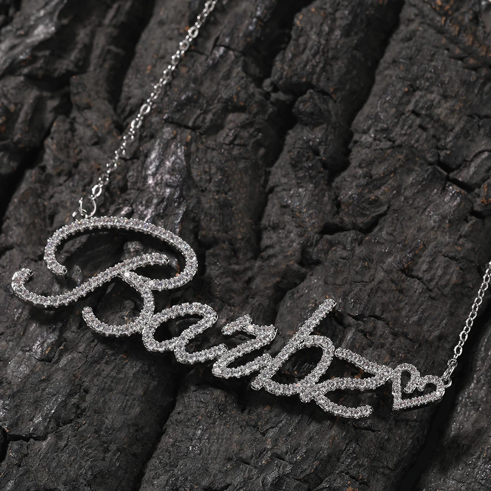 UWIN Cursive Letter With Small Heart Custom Name Necklaces for