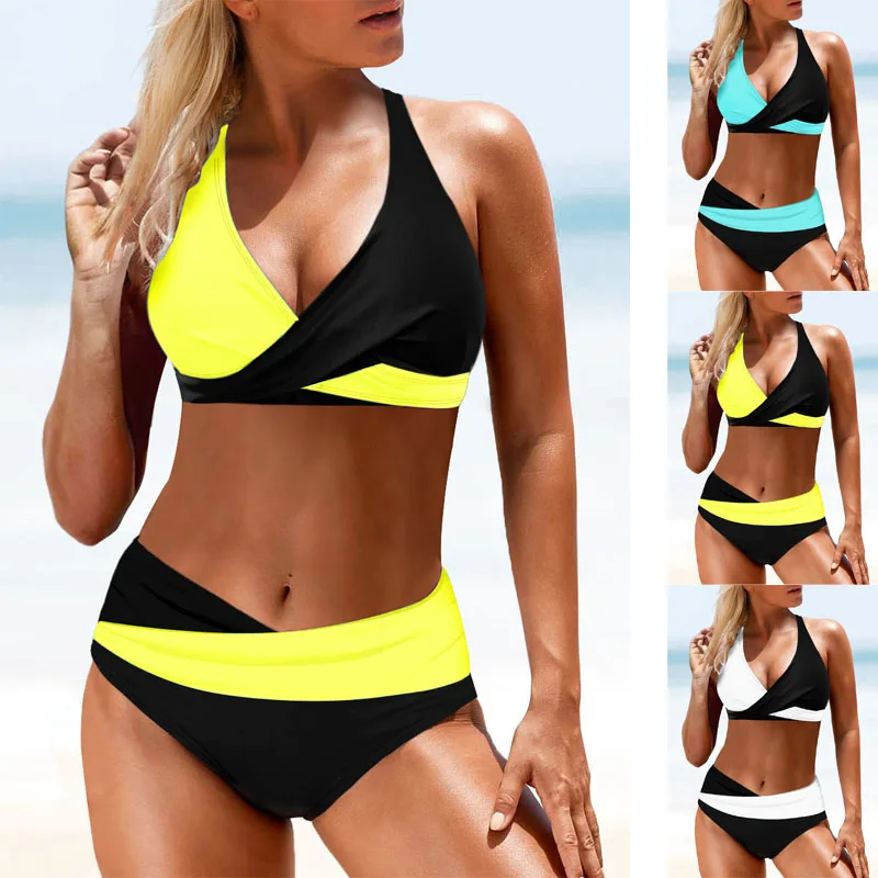 2023 neue Damen Badeanzug mit hoher Taille neues Design Druck Badeanzug zweiteiliges Set Bikini Set Sommer Mode Komfort Beach wear