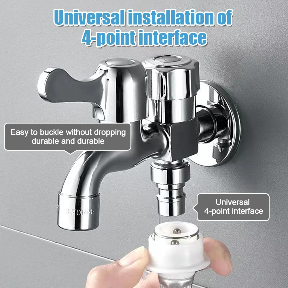 Bathroom Faucet Washing Machine Tap 4-point Interface Double Ended Brass Faucet