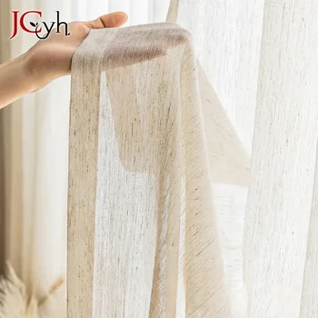 Tende trasparenti in tulle effetto lino stile giapponese per finestre del soggiorno Tenda in voile trasparente per tende da cucina Personalizza 1